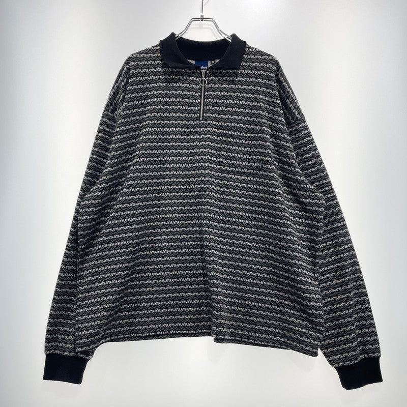 【中古品】【メンズ】 INTERBREED インターブリード PATTERNED HALF ZIP LS POLO SHIRTS IB22AW-SH03 パターン ハーフジップ ロングスリーブ ポロシャツ 長袖 トップス 142-260915-yo-12-teih サイズ：XL カラー：ブラック 万代Net店