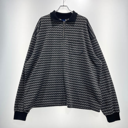 【中古品】【メンズ】 INTERBREED インターブリード PATTERNED HALF ZIP LS POLO SHIRTS IB22AW-SH03 パターン ハーフジップ ロングスリーブ ポロシャツ 長袖 トップス 142-260915-yo-12-teih サイズ：XL カラー：ブラック 万代Net店