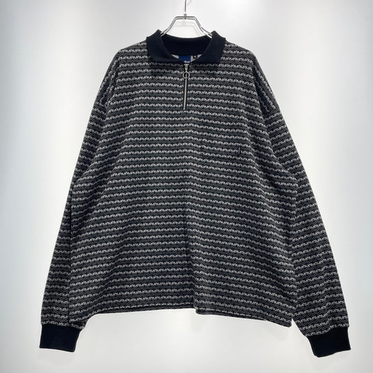 【中古品】【メンズ】 INTERBREED インターブリード PATTERNED HALF ZIP LS POLO SHIRTS IB22AW-SH03 パターン ハーフジップ ロングスリーブ ポロシャツ 長袖 トップス 142-260915-yo-12-teih サイズ：XL カラー：ブラック 万代Net店