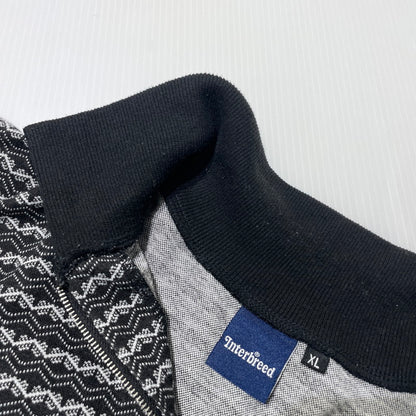 【中古品】【メンズ】 INTERBREED インターブリード PATTERNED HALF ZIP LS POLO SHIRTS IB22AW-SH03 パターン ハーフジップ ロングスリーブ ポロシャツ 長袖 トップス 142-260915-yo-12-teih サイズ：XL カラー：ブラック 万代Net店