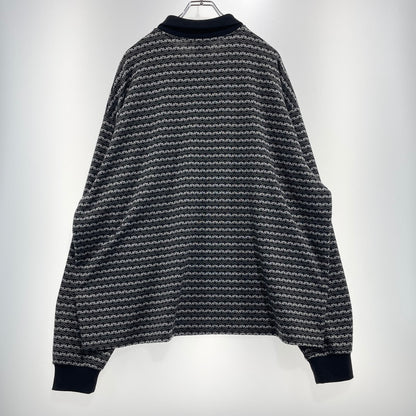 【中古品】【メンズ】 INTERBREED インターブリード PATTERNED HALF ZIP LS POLO SHIRTS IB22AW-SH03 パターン ハーフジップ ロングスリーブ ポロシャツ 長袖 トップス 142-260915-yo-12-teih サイズ：XL カラー：ブラック 万代Net店