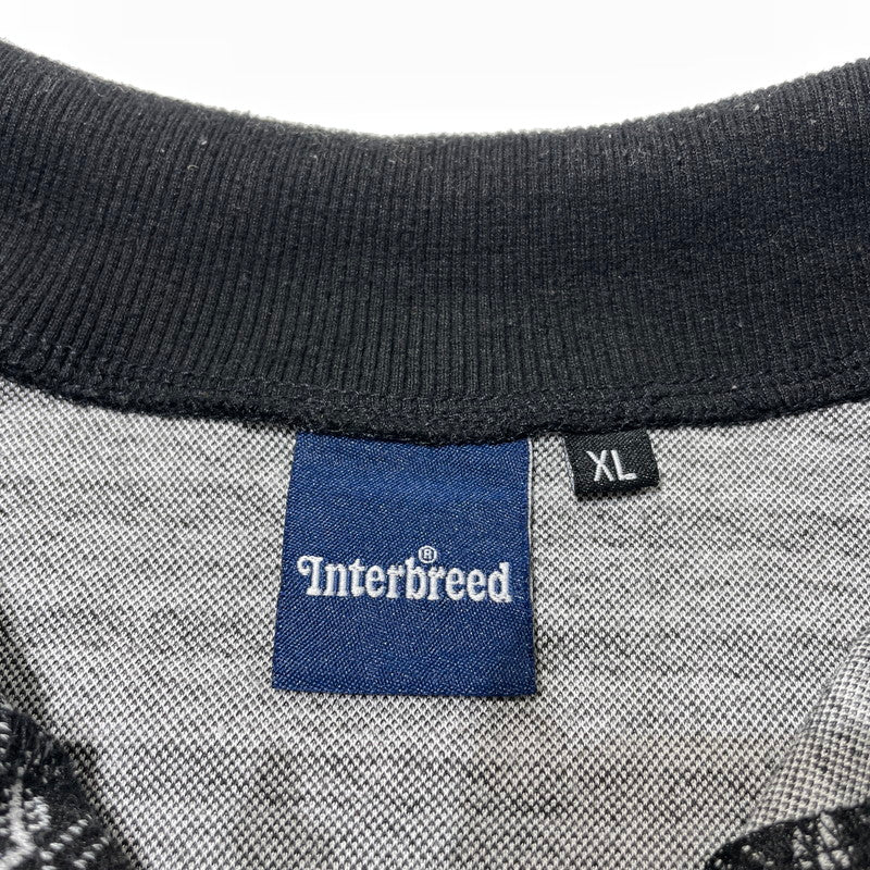 【中古品】【メンズ】 INTERBREED インターブリード PATTERNED HALF ZIP LS POLO SHIRTS IB22AW-SH03 パターン ハーフジップ ロングスリーブ ポロシャツ 長袖 トップス 142-260915-yo-12-teih サイズ：XL カラー：ブラック 万代Net店