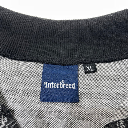 【中古品】【メンズ】 INTERBREED インターブリード PATTERNED HALF ZIP LS POLO SHIRTS IB22AW-SH03 パターン ハーフジップ ロングスリーブ ポロシャツ 長袖 トップス 142-260915-yo-12-teih サイズ：XL カラー：ブラック 万代Net店