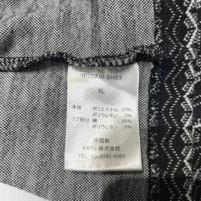 【中古品】【メンズ】 INTERBREED インターブリード PATTERNED HALF ZIP LS POLO SHIRTS IB22AW-SH03 パターン ハーフジップ ロングスリーブ ポロシャツ 長袖 トップス 142-260915-yo-12-teih サイズ：XL カラー：ブラック 万代Net店