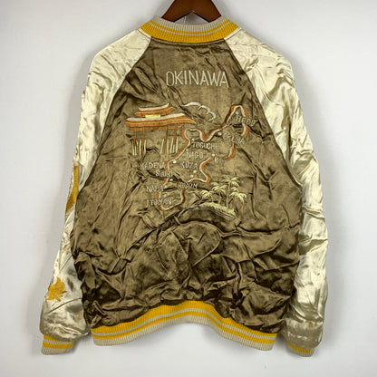 【現状渡し品】【メンズ】 ROOTS BANK CORPORATION ルーツバンクコーポレーション SOUVENIR JACKET OKINAWA スーベニアジャケット ライトアウター スカジャン 沖縄 145-260808-ko-03-tei サイズ：L カラー：ブラウン系×ピンク 万代Net店