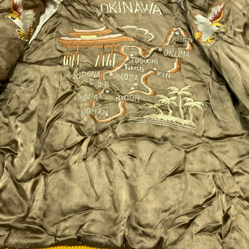 【現状渡し品】【メンズ】 ROOTS BANK CORPORATION ルーツバンクコーポレーション SOUVENIR JACKET OKINAWA スーベニアジャケット ライトアウター スカジャン 沖縄 145-260808-ko-03-tei サイズ：L カラー：ブラウン系×ピンク 万代Net店