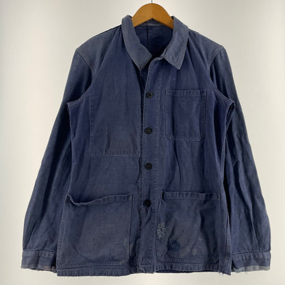 【現状渡し品】【メンズ】 FRENCH VINTAGE フレンチ ヴィンテージ 50’s~60’s VINTAGE MOLESKIN WORK JACKET 50～60年代 ヴィンテージ モールスキン ワーク ジャケット アウター 145-260808-sa-12-tei サイズ：不明 カラー：ブルー 万代Net店