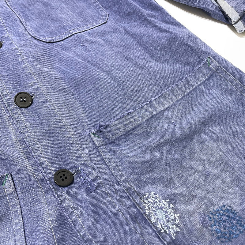 【現状渡し品】【メンズ】 FRENCH VINTAGE フレンチ ヴィンテージ 50’s~60’s VINTAGE MOLESKIN WORK JACKET 50～60年代 ヴィンテージ モールスキン ワーク ジャケット アウター 145-260808-sa-12-tei サイズ：不明 カラー：ブルー 万代Net店