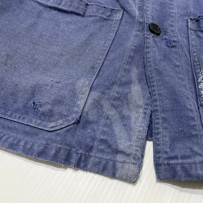 【現状渡し品】【メンズ】 FRENCH VINTAGE フレンチ ヴィンテージ 50’s~60’s VINTAGE MOLESKIN WORK JACKET 50～60年代 ヴィンテージ モールスキン ワーク ジャケット アウター 145-260808-sa-12-tei サイズ：不明 カラー：ブルー 万代Net店