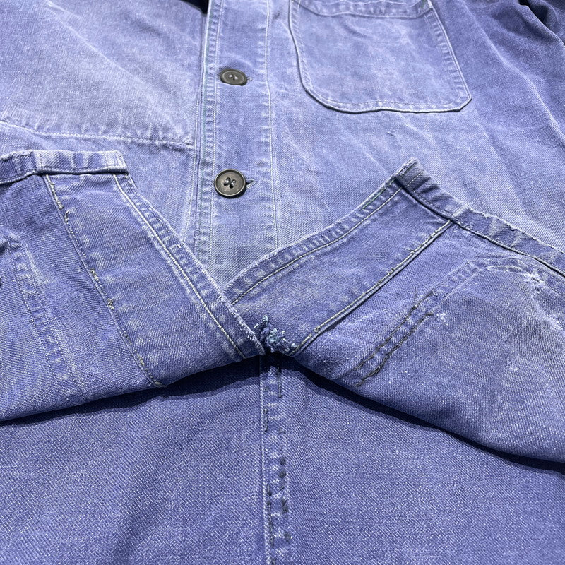 【現状渡し品】【メンズ】 FRENCH VINTAGE フレンチ ヴィンテージ 50’s~60’s VINTAGE MOLESKIN WORK JACKET 50～60年代 ヴィンテージ モールスキン ワーク ジャケット アウター 145-260808-sa-12-tei サイズ：不明 カラー：ブルー 万代Net店
