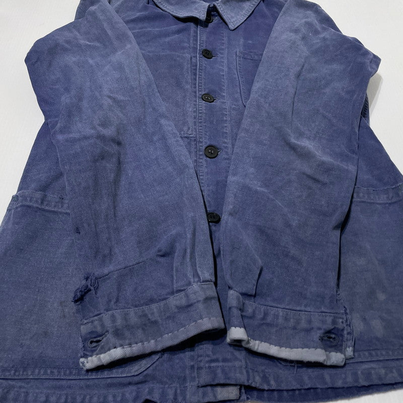 【現状渡し品】【メンズ】 FRENCH VINTAGE フレンチ ヴィンテージ 50’s~60’s VINTAGE MOLESKIN WORK JACKET 50～60年代 ヴィンテージ モールスキン ワーク ジャケット アウター 145-260808-sa-12-tei サイズ：不明 カラー：ブルー 万代Net店