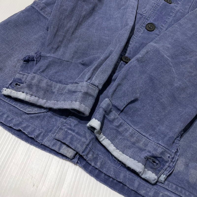 【現状渡し品】【メンズ】 FRENCH VINTAGE フレンチ ヴィンテージ 50’s~60’s VINTAGE MOLESKIN WORK JACKET 50～60年代 ヴィンテージ モールスキン ワーク ジャケット アウター 145-260808-sa-12-tei サイズ：不明 カラー：ブルー 万代Net店