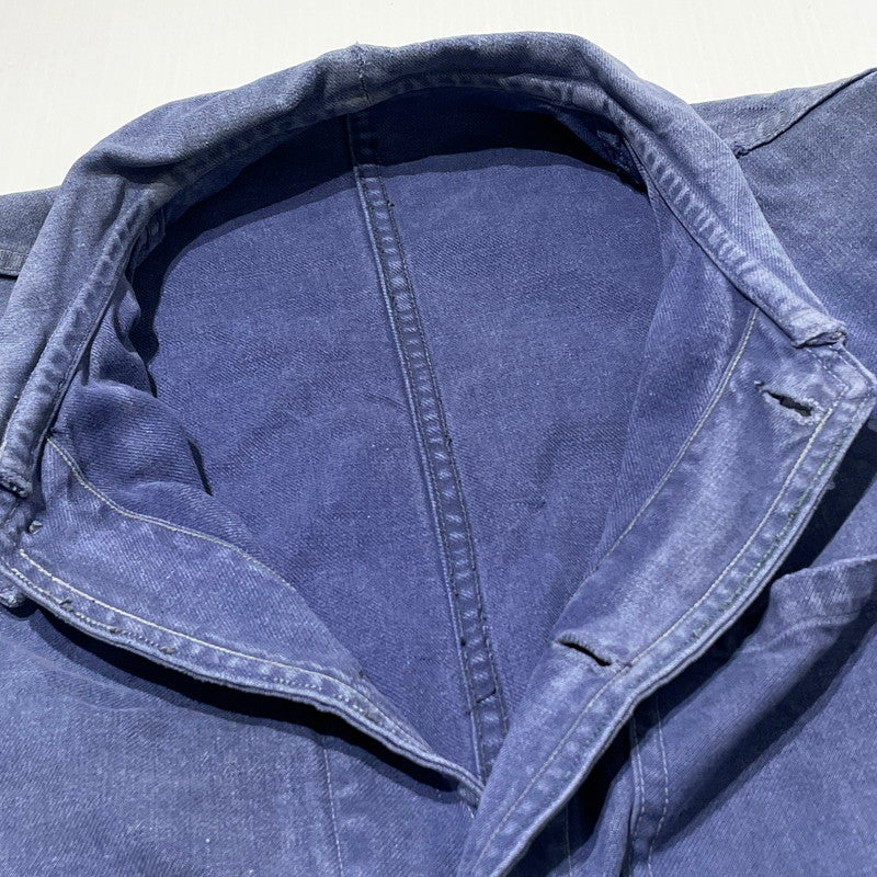 【現状渡し品】【メンズ】 FRENCH VINTAGE フレンチ ヴィンテージ 50’s~60’s VINTAGE MOLESKIN WORK JACKET 50～60年代 ヴィンテージ モールスキン ワーク ジャケット アウター 145-260808-sa-12-tei サイズ：不明 カラー：ブルー 万代Net店