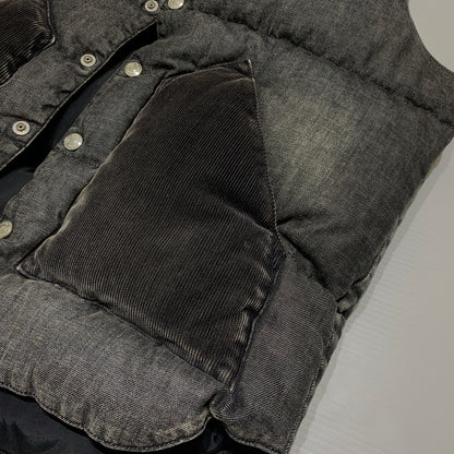 【中古品】【メンズ】 HYSTERIC GLAMOUR ヒステリックグラマー × ROCKY MOUNTAIN ロッキーマウンテン 別注 コラボ STUDS DENIM DOWN VEST 0263AV01 スタッズ デニムダウンベスト ライトアウター 140-260809-ko-16-tei サイズ：M カラー：グレー 万代Net店