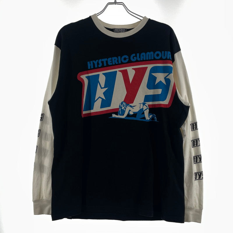 【現状渡し品】【メンズ】 HYSTERIC GLAMOUR ヒステリックグラマー L/S DART TRACK TEE 02261CL06 26SS ロング スリーブ ダート トラック Tシャツ 長袖 トップス 140-260808-sa-14-tei サイズ：L カラー：ブラック 万代Net店