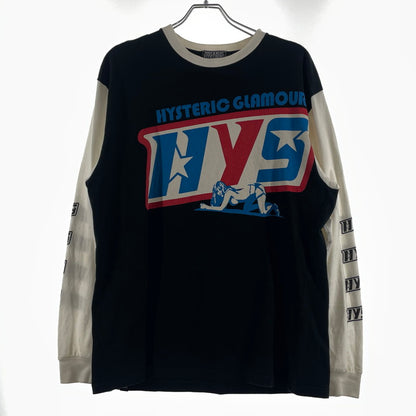 【現状渡し品】【メンズ】 HYSTERIC GLAMOUR ヒステリックグラマー L/S DART TRACK TEE 02261CL06 26SS ロング スリーブ ダート トラック Tシャツ 長袖 トップス 140-260808-sa-14-tei サイズ：L カラー：ブラック 万代Net店