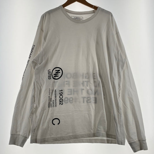 【現状渡し品】【メンズ】 NEIGHBORHOOD ネイバーフット 19AW ID C-TEE. L/S 2019年秋冬 アイディー コットン Tシャツ ロングスリーブ 長袖 トップス 142-260809-sa-16-tei サイズ：XL カラー：ホワイト 万代Net店