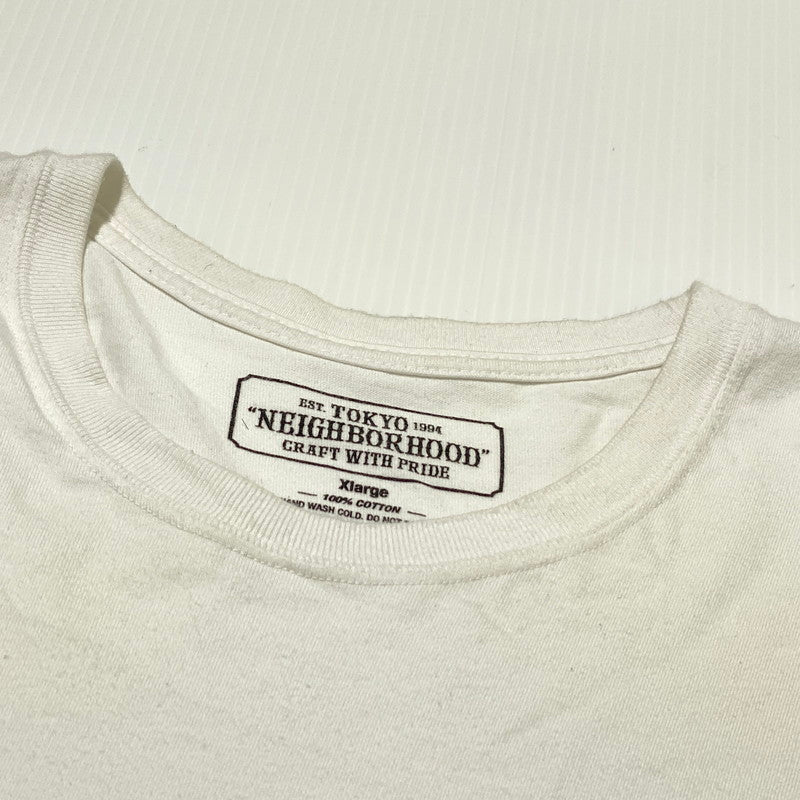 【現状渡し品】【メンズ】 NEIGHBORHOOD ネイバーフット 19AW ID C-TEE. L/S 2019年秋冬 アイディー コットン Tシャツ ロングスリーブ 長袖 トップス 142-260809-sa-16-tei サイズ：XL カラー：ホワイト 万代Net店