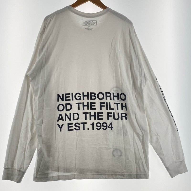 【現状渡し品】【メンズ】 NEIGHBORHOOD ネイバーフット 19AW ID C-TEE. L/S 2019年秋冬 アイディー コットン Tシャツ ロングスリーブ 長袖 トップス 142-260809-sa-16-tei サイズ：XL カラー：ホワイト 万代Net店