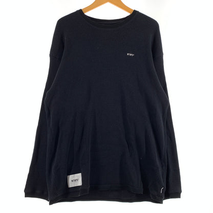 【中古品】【メンズ】 WTAPS ダブルタップス WAFFLE L/S COPO 211ATDT-CSM28 ワッフル ロングスリーブ Tシャツ 長袖 トップス サーマルカット 142-260809-ko-20-tei サイズ：03 カラー：ブラック 万代Net店