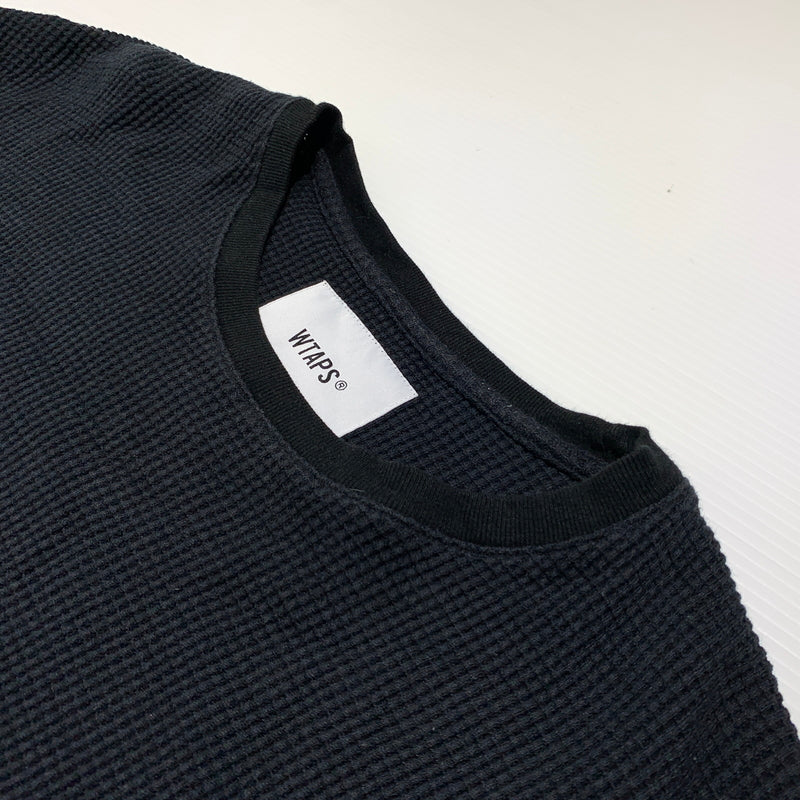 【中古品】【メンズ】 WTAPS ダブルタップス WAFFLE L/S COPO 211ATDT-CSM28 ワッフル ロングスリーブ Tシャツ 長袖 トップス サーマルカット 142-260809-ko-20-tei サイズ：03 カラー：ブラック 万代Net店