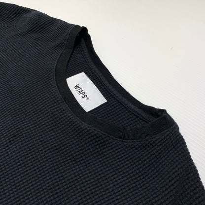 【中古品】【メンズ】 WTAPS ダブルタップス WAFFLE L/S COPO 211ATDT-CSM28 ワッフル ロングスリーブ Tシャツ 長袖 トップス サーマルカット 142-260809-ko-20-tei サイズ：03 カラー：ブラック 万代Net店