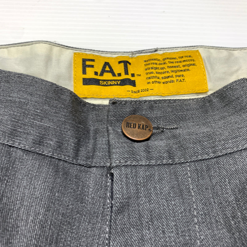 【中古品】【メンズ】 F.A.T. エフエーティー × RED CAP レッドキャップ 別注 コラボ 3TUCK WIDE PANT F32510-PN21-AB 3タック ワイ パンツ ボトムス チノパン 153-260809-ko-31-tei サイズ：SKINNY カラー：グレー 万代Net店