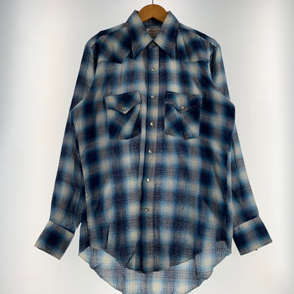 【現状渡し品】【メンズ】 Wrangler ラングラー WESTERN L/S CHECK SHIRT VINTAGE ウエスタン ロングスリーブ チェックシャツ 長袖 トップス ヴィンテージ 145-260809-ko-24-tei サイズ：15 1/2 カラー：ブルー 万代Net店