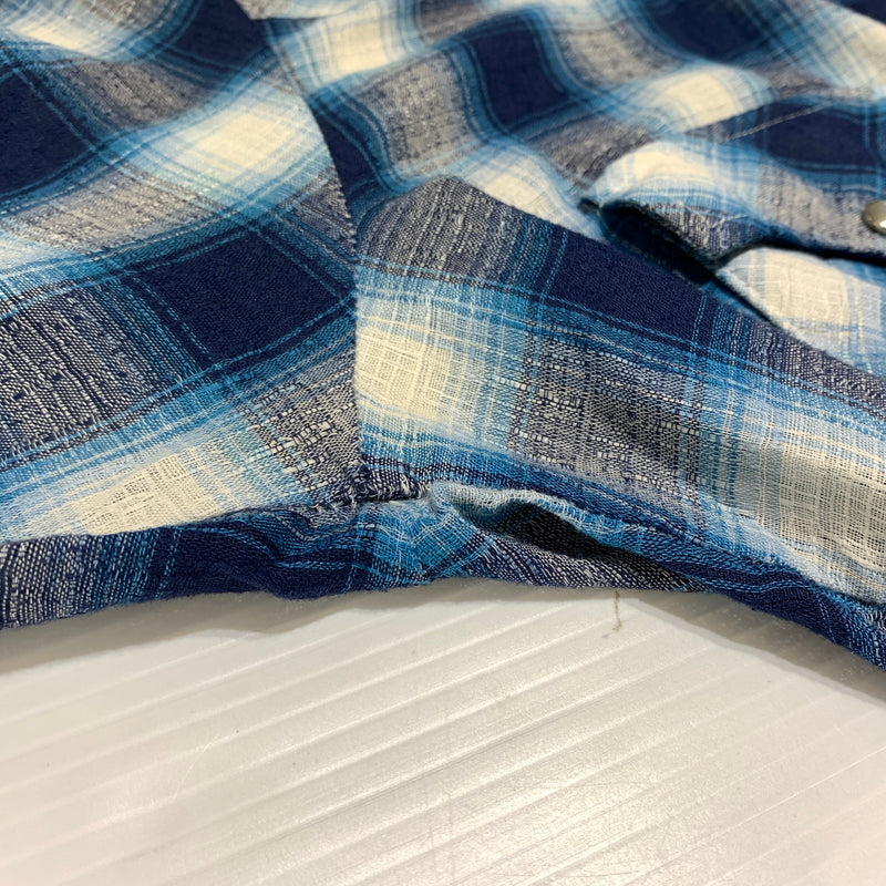 【現状渡し品】【メンズ】 Wrangler ラングラー WESTERN L/S CHECK SHIRT VINTAGE ウエスタン ロングスリーブ チェックシャツ 長袖 トップス ヴィンテージ 145-260809-ko-24-tei サイズ：15 1/2 カラー：ブルー 万代Net店