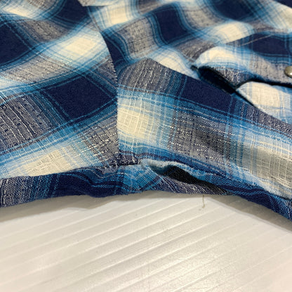 【現状渡し品】【メンズ】 Wrangler ラングラー WESTERN L/S CHECK SHIRT VINTAGE ウエスタン ロングスリーブ チェックシャツ 長袖 トップス ヴィンテージ 145-260809-ko-24-tei サイズ：15 1/2 カラー：ブルー 万代Net店