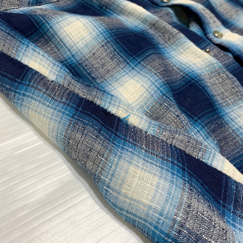 【現状渡し品】【メンズ】 Wrangler ラングラー WESTERN L/S CHECK SHIRT VINTAGE ウエスタン ロングスリーブ チェックシャツ 長袖 トップス ヴィンテージ 145-260809-ko-24-tei サイズ：15 1/2 カラー：ブルー 万代Net店