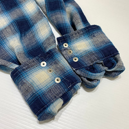 【現状渡し品】【メンズ】 Wrangler ラングラー WESTERN L/S CHECK SHIRT VINTAGE ウエスタン ロングスリーブ チェックシャツ 長袖 トップス ヴィンテージ 145-260809-ko-24-tei サイズ：15 1/2 カラー：ブルー 万代Net店