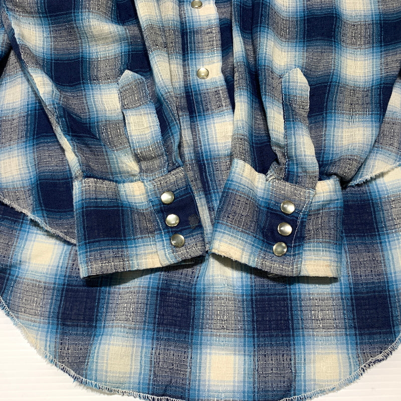 【現状渡し品】【メンズ】 Wrangler ラングラー WESTERN L/S CHECK SHIRT VINTAGE ウエスタン ロングスリーブ チェックシャツ 長袖 トップス ヴィンテージ 145-260809-ko-24-tei サイズ：15 1/2 カラー：ブルー 万代Net店