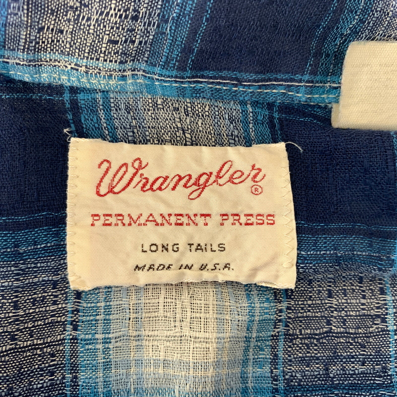 【現状渡し品】【メンズ】 Wrangler ラングラー WESTERN L/S CHECK SHIRT VINTAGE ウエスタン ロングスリーブ チェックシャツ 長袖 トップス ヴィンテージ 145-260809-ko-24-tei サイズ：15 1/2 カラー：ブルー 万代Net店