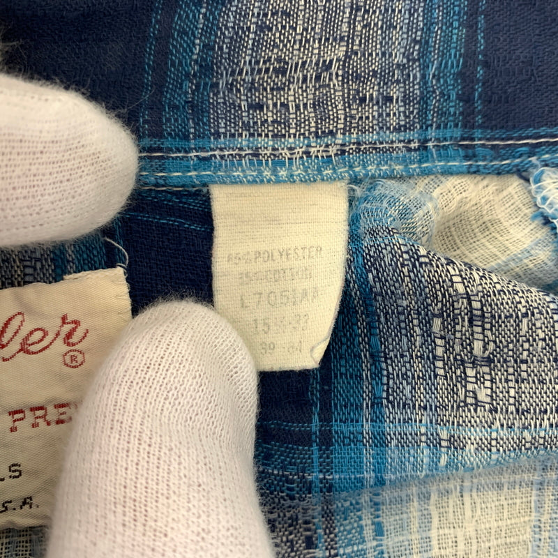 【現状渡し品】【メンズ】 Wrangler ラングラー WESTERN L/S CHECK SHIRT VINTAGE ウエスタン ロングスリーブ チェックシャツ 長袖 トップス ヴィンテージ 145-260809-ko-24-tei サイズ：15 1/2 カラー：ブルー 万代Net店