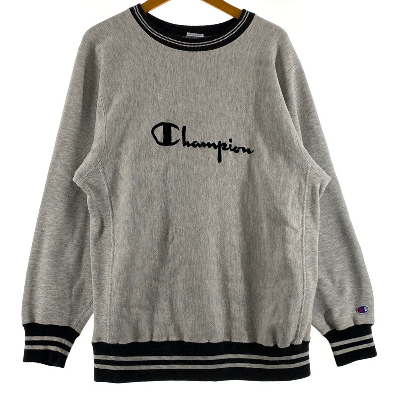 【中古品】【メンズ】 CHAMPION チャンピオン 90’s REVERSE WEAVE RIB BORDER SWEAT 90年代 リバース ウェーブ リブ ボーダー スウェット 長袖 トップス トレーナー 145-260809-sa-12-tei サイズ：L カラー：グレー 万代Net店
