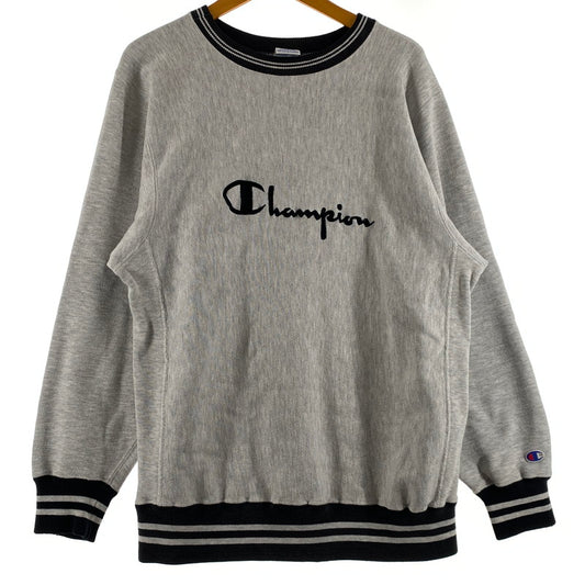 【中古品】【メンズ】 CHAMPION チャンピオン 90’s REVERSE WEAVE RIB BORDER SWEAT 90年代 リバース ウェーブ リブ ボーダー スウェット 長袖 トップス トレーナー 145-260809-sa-12-tei サイズ：L カラー：グレー 万代Net店