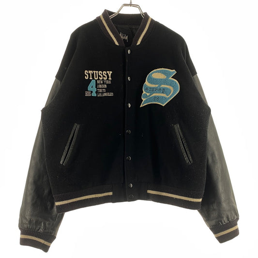 【現状渡し品】【メンズ】 STUSSY ステューシー 90’s BIG 4 STUDIUM JEACKET 90年代 ビッグ 4 スタジアム ジャケット アウター 142-260809-sa-07-tei サイズ：M カラー：ブラック 万代Net店