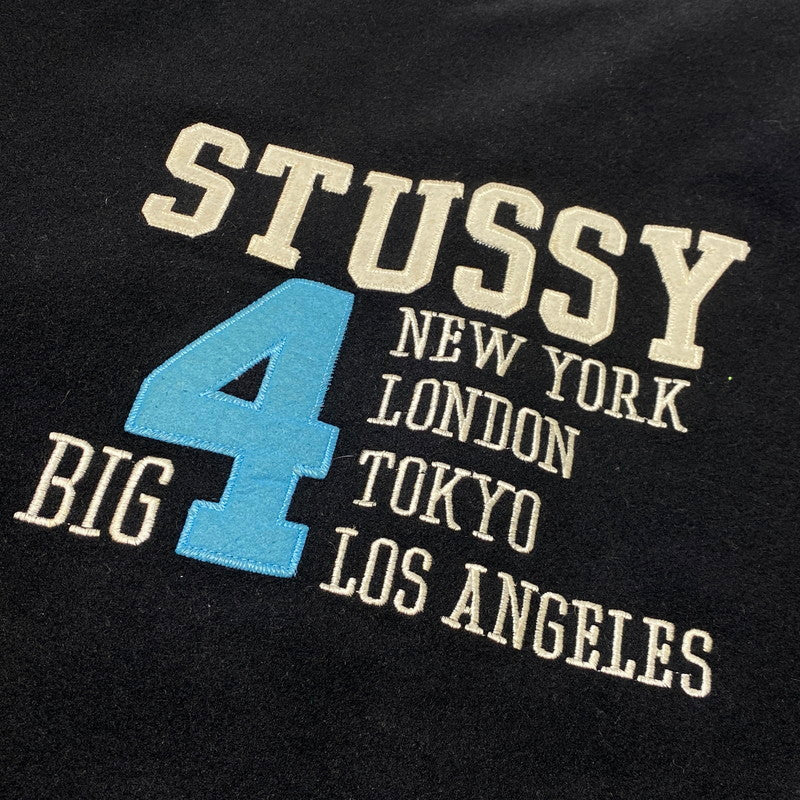 【現状渡し品】【メンズ】 STUSSY ステューシー 90’s BIG 4 STUDIUM JEACKET 90年代 ビッグ 4 スタジアム ジャケット アウター 142-260809-sa-07-tei サイズ：M カラー：ブラック 万代Net店