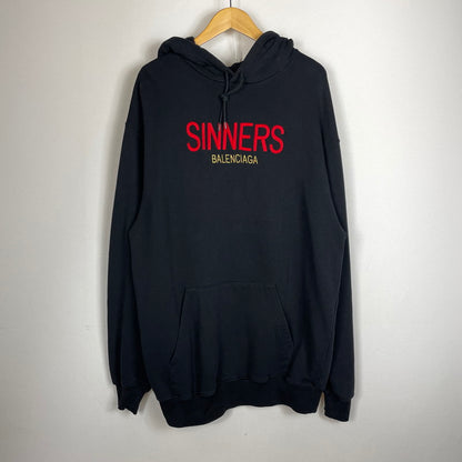 【中古品】【メンズ】 BALENCIAGA バレンシアガ SINNER HOODIE 487209 シナー フーディー トップス プルオーバーパーカー 141-260817-ss-04-tei サイズ：S カラー：ブラック 万代Net店