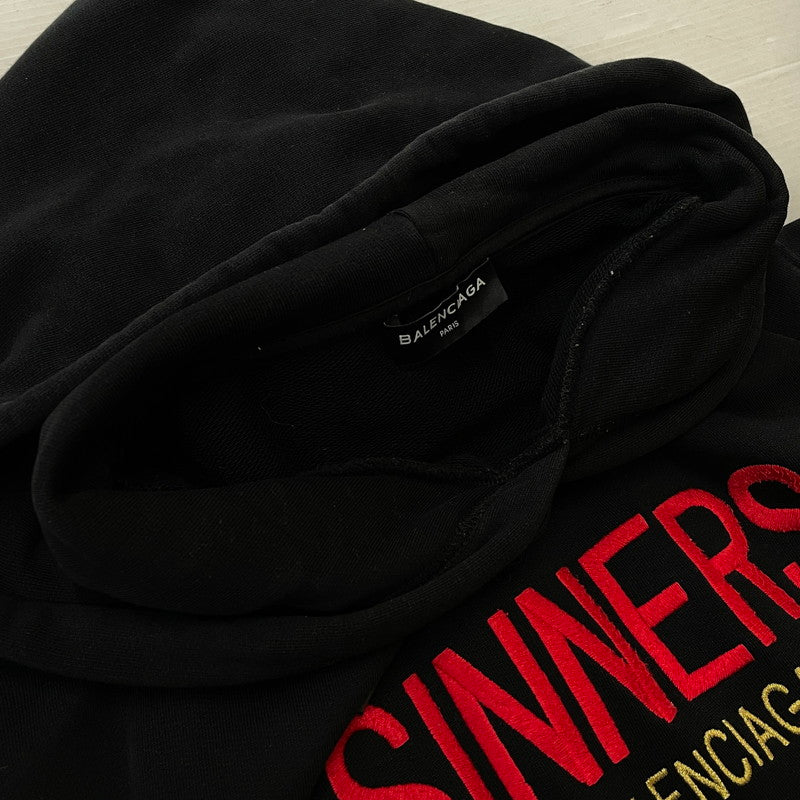 【中古品】【メンズ】 BALENCIAGA バレンシアガ SINNER HOODIE 487209 シナー フーディー トップス プルオーバーパーカー 141-260817-ss-04-tei サイズ：S カラー：ブラック 万代Net店