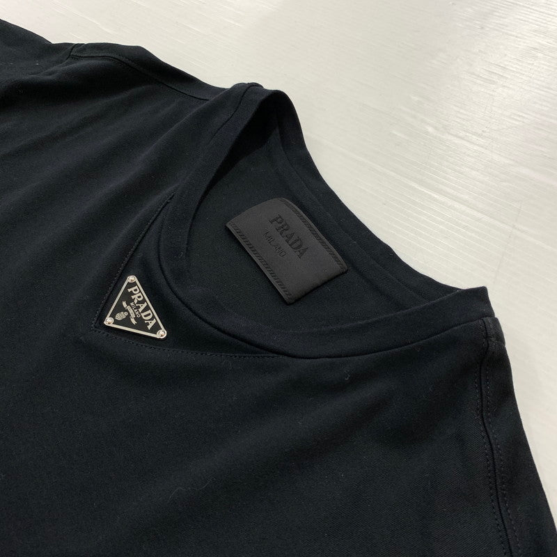 【中古品】【メンズ】 PRADA プラダ TRIANGLE LOGO S/S TEE UJN861 S232 240 トライアングル ロゴ ショートスリーブ Tシャツ 半袖 トップス 141-260812-ko-15-tei サイズ：L カラー：ブラック 万代Net店
