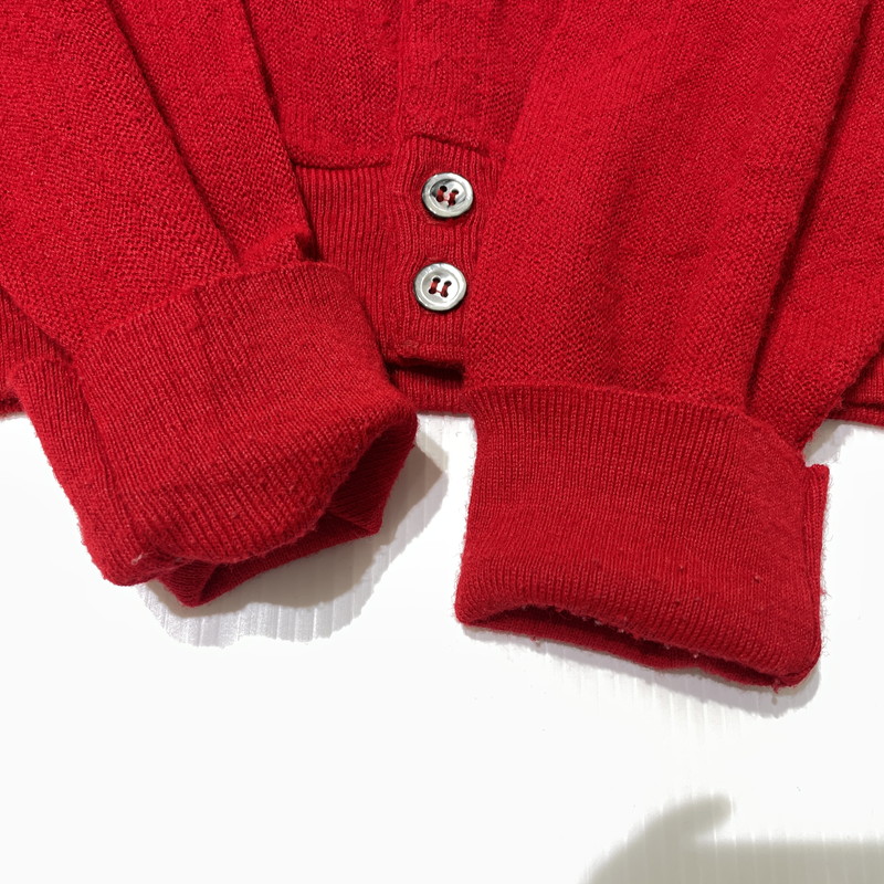 【中古品】【メンズ】 IZOD LACOSTE アイゾッド ラコステ 80's ACRYLIC KNIT BUTTON CARDIGAN VINTAGE 80年代 アクリル ニット ボタン カーディガン 長袖 トップス ヴィンテージ 145-260828-yo-04-teih サイズ：XL カラー：レッド 万代Net店