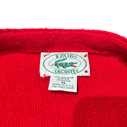 【中古品】【メンズ】 IZOD LACOSTE アイゾッド ラコステ 80's ACRYLIC KNIT BUTTON CARDIGAN VINTAGE 80年代 アクリル ニット ボタン カーディガン 長袖 トップス ヴィンテージ 145-260828-yo-04-teih サイズ：XL カラー：レッド 万代Net店