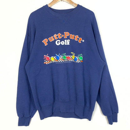 【中古品】【メンズ】 SOFFE ソフィー 80's VINTAGE PUTT-PUTT GOLF SWEAT 80年代 ヴィンテージ パットパット ゴルフ スウェット 長袖 トップス トレーナー 145-260829-sa-07-tei サイズ：L カラー：ネイビー 万代Net店