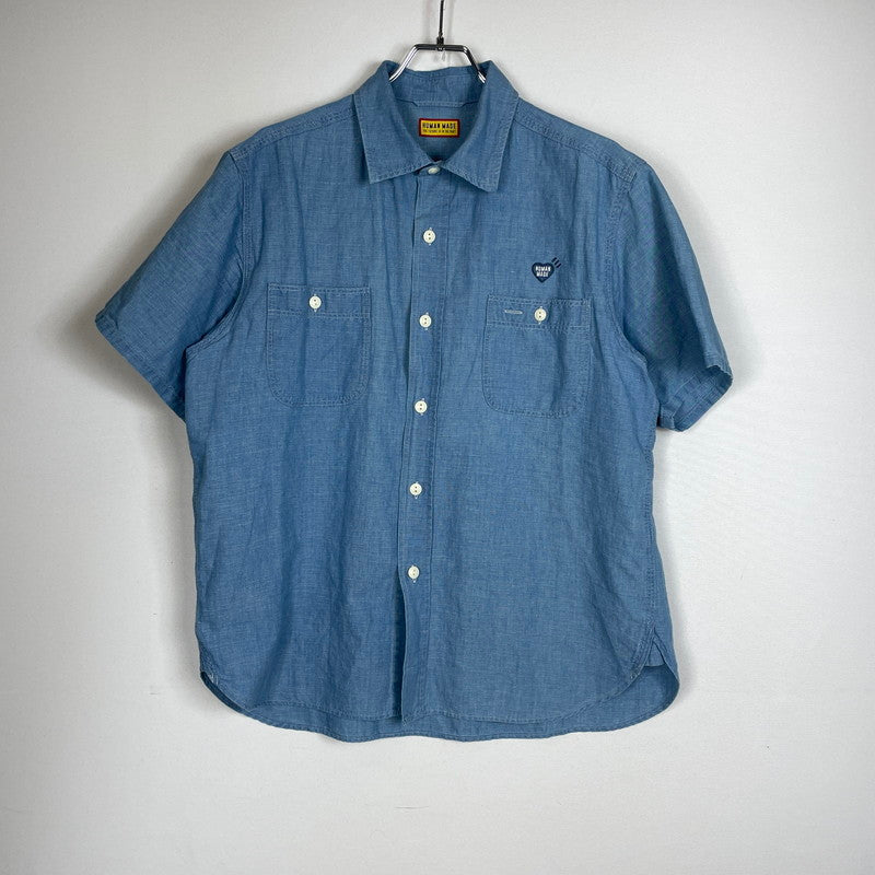 【中古品】【メンズ】 HUMANMADE ヒューマンメイド CHAMBRAY S/S SHIRT HM31SH040 シャンブレー ショートスリーブシャツ 半袖トップス 142-260817-ss-02-tei サイズ：L カラー：インディゴ 万代Net店