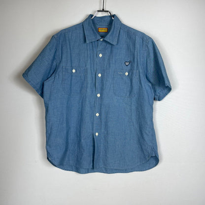【中古品】【メンズ】 HUMANMADE ヒューマンメイド CHAMBRAY S/S SHIRT HM31SH040 シャンブレー ショートスリーブシャツ 半袖トップス 142-260817-ss-02-tei サイズ：L カラー：インディゴ 万代Net店