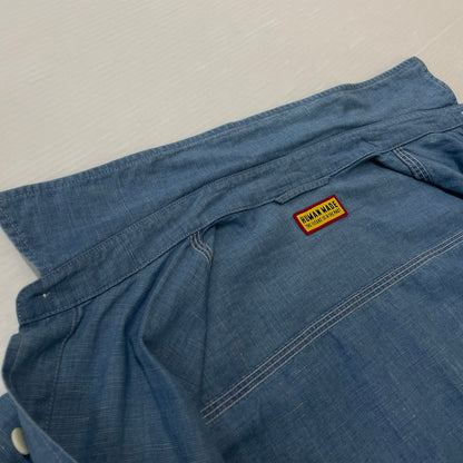 【中古品】【メンズ】 HUMANMADE ヒューマンメイド CHAMBRAY S/S SHIRT HM31SH040 シャンブレー ショートスリーブシャツ 半袖トップス 142-260817-ss-02-tei サイズ：L カラー：インディゴ 万代Net店