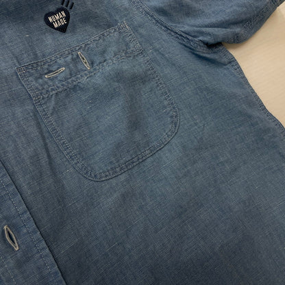 【中古品】【メンズ】 HUMANMADE ヒューマンメイド CHAMBRAY S/S SHIRT HM31SH040 シャンブレー ショートスリーブシャツ 半袖トップス 142-260817-ss-02-tei サイズ：L カラー：インディゴ 万代Net店