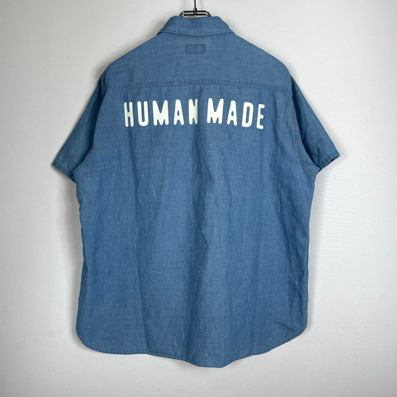 【中古品】【メンズ】 HUMANMADE ヒューマンメイド CHAMBRAY S/S SHIRT HM31SH040 シャンブレー ショートスリーブシャツ 半袖トップス 142-260817-ss-02-tei サイズ：L カラー：インディゴ 万代Net店